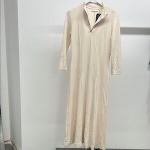 Chic Beige Long Sleeve Maxi Dress